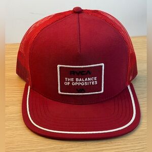 RVCA The Balance of Opposites Red Trucker Hat with White Trim NWOT !!